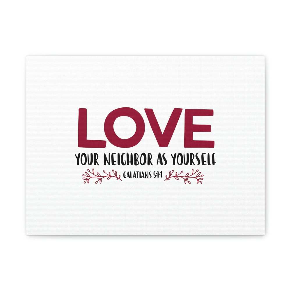 Scripture Sign Love Your Neighbor Galatians 5:14 Red Christian Wall Art Bible V